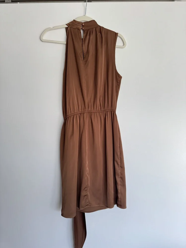 PRETTYGARDEN Women's Short Formal Satin Dress in Brown